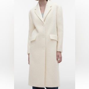 Zara STRAIGHT CUT WOOL BLEND COAT. Ecru.